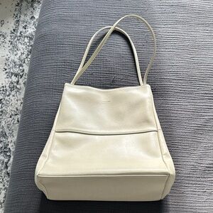 Elegant Cream Leather Tote Bag